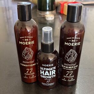 Moerie Mineral Shampoo and Conditioner Set with growth spray